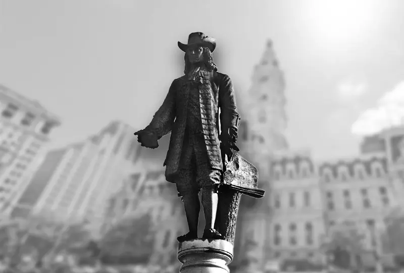 Philadelphia – statue of William Penn on top of City Hall statue of William Penn